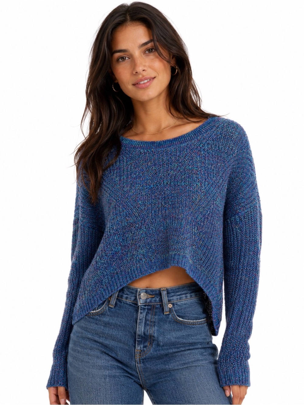 ✨ EXPRESS Marled Open Back Lace-Up Cropped Sweater ✨